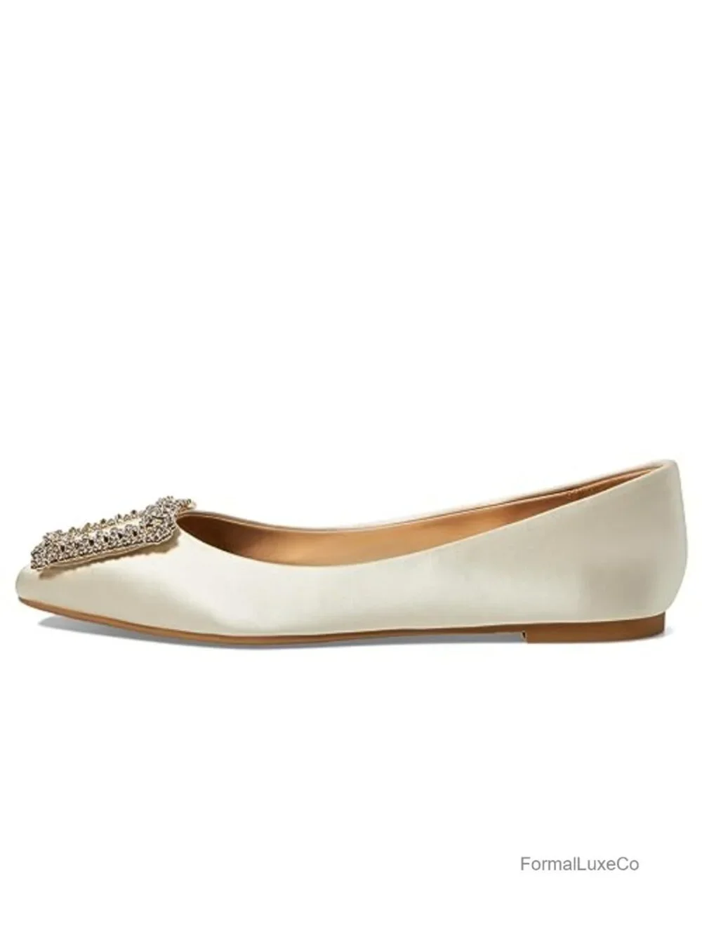 Ivory Ballet Flats with Breathable Leather Lining, Round Toe, Pull-On Closure